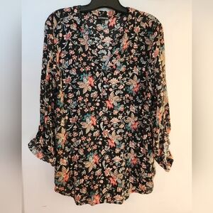 Flowery 3/4 Length Sleeve Blouse